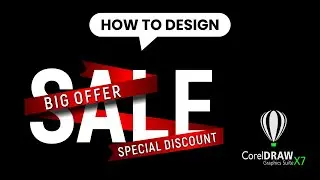 sale text with red ribbon in coreldraw