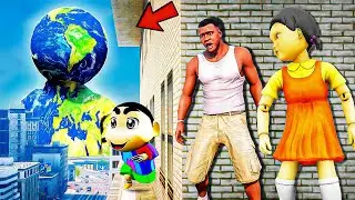 Franklin and Shinchan & Pinchan play HIDE AND KILL with Squid Game Doll In GTA 5