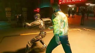 NPC gets one-punched in Cyberpunk 2077