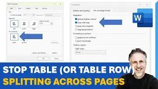 How to Stop Table (or Table Row) From Splitting Across  Pages in MS Word