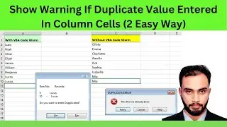 How To Show Warning If Duplicate Value Entered In Column Cells 2 Easy Way