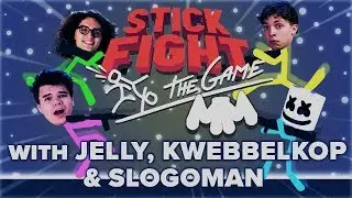 STICK FIGHT Battle Royale w/ Jelly, Kwebbelkop & Slogoman | Gaming With Marshmello