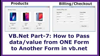 VB.Net Part-7: How to Pass data/value from one form to another form in vb.net | Product to Checkout