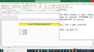 Convert YYYYMMDD to MM/DD/YYYY in Excel