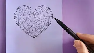 Антистресс рисование: сердечко Стринг арт ❤ Простой рисунок сердца ❤ Stringart Heart