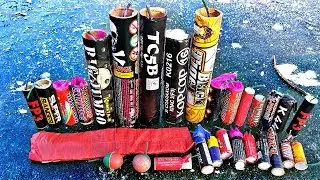 ✅🔥FIREWORKS UNDER ICE ❄️ BIG FIRECRACKERS vs ICE