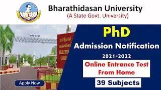 PhD Admission 2021 in Bharathidasan University | Bharathidasan University PhD Notice 2021