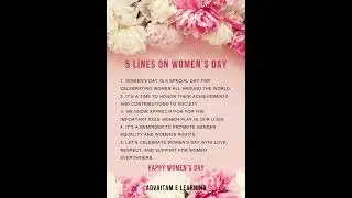 Happy Women's day status, 5 lines on women's day 