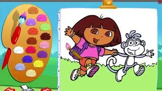 color with dora the explorer colouring book | dora colouring book | dora color painting video