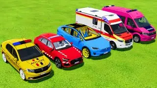 DACIA, AUDI, TESLA, VOLKSWAGEN POLICE VEHICLES & MERCEDES AMBULANCE CAR TRANSPORTING ! FS22