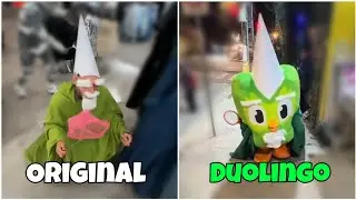 Tiny Mall Wizard Meme VS Duolingo Version