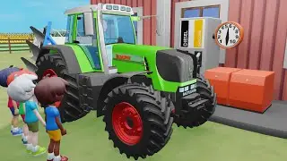 Colorful Two VIP Tractors and Fuel Refueling at the Station - Animated Farm Full of Adventures