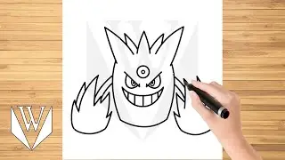 How to draw Mega Gengar Pokemon Step by step, Drawing Tutorial Trick Easy For Kids