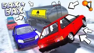 Вот чем закончился НЕЛЕГАЛ и ШАШКИ на ледяной ТРАССЕ в ТУМАНЕ... BeamNG Drive