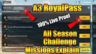 BGMI A3 Royalpass All Season Challenge Missions Explain | Season Challenge In PUBG/BGMI