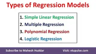 Types of Regression Models | Simple Linear | Multiple | Polynomial | Logistic Regression Dr. Mahesh