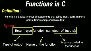 Functions in C | Functions | C programming