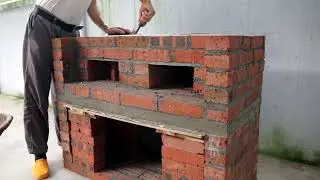 Build a 2-in-1 wood stove from red bricks and cement