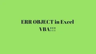 The Err Object in Excel VBA