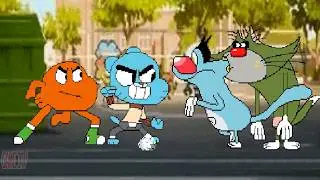 TEAM GUMBALL & DARWIN  FIGHTS  TEAM OGGY & JACK | RACE TO 3 WINS