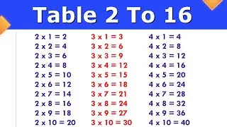 Table 2 to 16 || 2 se 16 tak pahada || 2 to 16 Table in English || table 2 to 16 learn