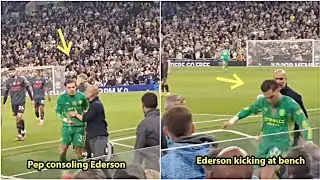 😡The moment Ederson got angry at Pep and kicked the bench as he was subbed off vs Tottenham