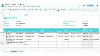 Rent Roll Template for Property Portfolio Management, Instant downloads