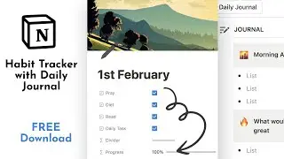 Advanced Habit Tracker with Daily Journal Notion Template (FREE Download)