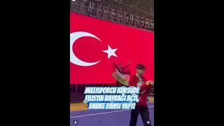 Avrupa Wushu Kung Fu Şampiyonu olan Necmettin Erbakan Akyüz Filistin bayrağı açtı, Dabke dansı yaptı