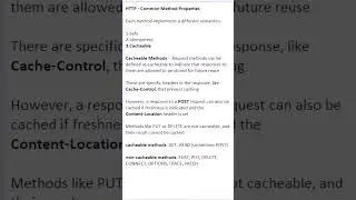 http common method properties | cacheable | APIs
