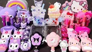 ASMR Purple Kuromi vs Pink kitty Slime Mixing Random Into Slime!#asmr #Slime#satisfying