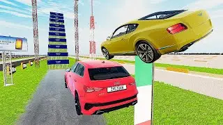 Cars Vs 30 High Mega Container Jump Test Parkoour 2 - Speed Car Crash - BeamNG Drive