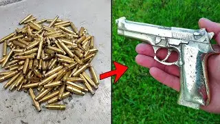Сasting gun - Trash to treasure . Melting cartridge case - ASMR brass casting