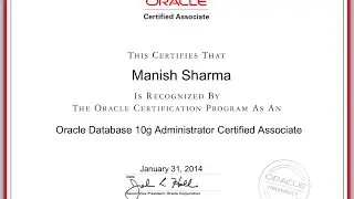 First look: ORACLE CERTIFIED ASSOCIATE (OCA) CERTIFICATE  - ORACLE DATABASE ADMINISTRATOR