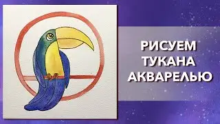 Как нарисовать ТУКАНА акварелью. Легки рисунок для детей и начинающих