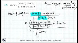 Ex 3.3 Q 23 Maths XI , Prove that :tan4x= tanx(1−tan 2 x)​/1−6tan 2 ​x+tan 4 ​x