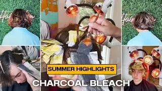 Highlighting My Son's Hair using Charcoal Lightener | Summer Hair Highlights