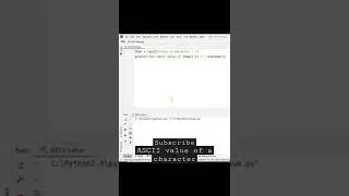 ASCII value of a character || Python Program || Code Short