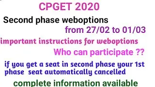 CPGET 2020  Phase 2  weboptions I Important instructions I  Online registration