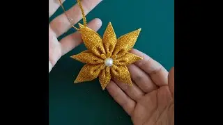 Рождественская звезда из фоамирана за минуту 🎄 Golgen Foam Star Diy Christmas Ornaments #shorts