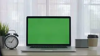 Green Screen | Chroma Key |  laptop computer set on working space in cozy office | 4K | HD