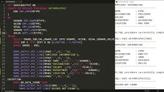 PLSQL Procedure to get information of Employee and Department based on given employee No - Part-2