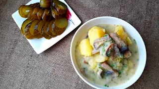 Картофель Тушенный В Сметанном Соусе С Грибами. Картофель Тушенный. Картофель с Грибами.