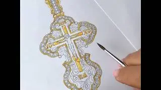Работа художника-ювелира Nota-Gold над золотым крестом с молитвой Честному и Животворящему Кресту