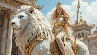 The Majestic Warrior Queen and Her Legendary White Lion
