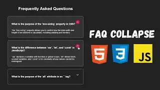 FAQ Collapse using HTML & CSS & JavaScript | WebDevWizard