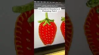 Part 2: embroidery style illustration of strawberry and leaf motifs with my new 3d photoshop brushes