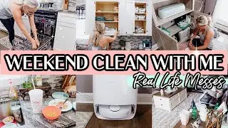 WEEKEND CLEANING MOTIVATION -CLEAN WITH ME REAL LIFE MESSES+ ROBOVAC AND MOP THAT SELF CLEANS!