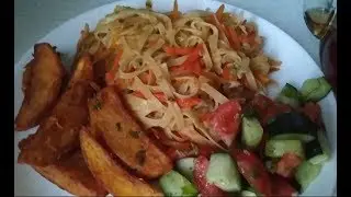 Жаренная лапша. Вкусно , сытно и быстро .Для ленивых . Ковурма лагмон мусофир юртдошлар учун .