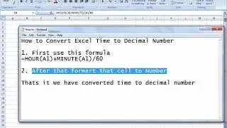 467 How to Convert Excel Time to Decimal Number